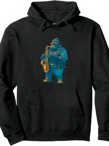 Pretty Gorilla Saxophone Costume For Man And Woman Pullover Hoodie - 款式29 - 查看 1