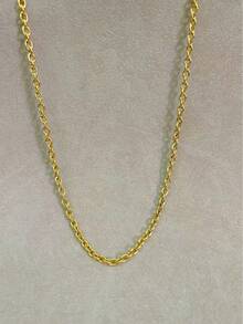 1pc 18K Gold Plated Stainless Steel Minimalist Round Chain Necklace, Versatile For Daily Wear And Layering