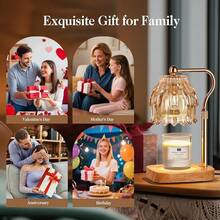 Candle Warmer Lamp With Timer Dimmer, Modern Wax Warmer Scented Wax Jar Candle Warmer With 2 Bulbs, Adjustable Height Glass Lamp Gifts Women, House Warming Gifts, Home Decor, Gold Amber - 琥珀色 - 查看 8