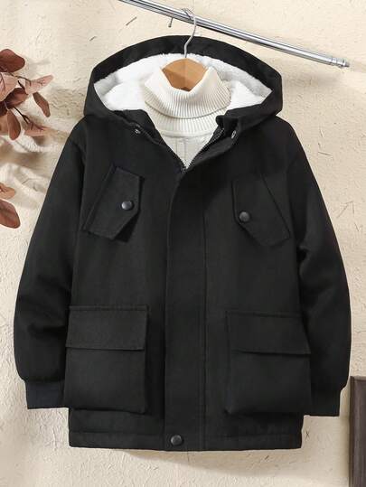 Chaqueta con capucha de forro polar informal y de moda para niños preadolescentes, otoño/invierno