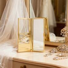 Yves Saint Laurent Specchio da trucco portatile dorato di alta qualità, specchio pieghevole per il trucco, ritocco del trucco, comodo da trasportare, un regalo per amici o familiari, e un regalo per le festività