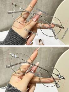 1 Pair Lightweight Retro Silver Round Metal Clear Lens Glasses, Suitable For Daily, Work, Reading, Transparent Eyewear Accessories For Women And Men