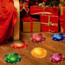 Christmas Colored Ball Floor Sticker Decoration, Christmas Wall Sticker, Snowflake Colored Ball Pattern Living Room, Bedroom, Bathroom Floor Sticker, Waterproof, Anti Slip Self-Adhesive Detachable, PVC Decorative Floor Sticker, Home Decoration