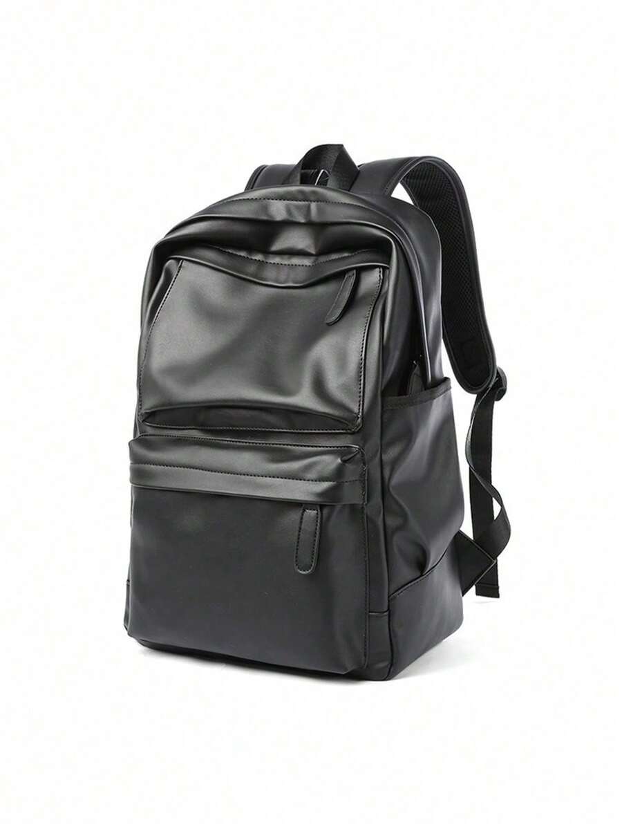 حقيبة ظهر رجالية من جلد البولي يوريثان مقاومة للماء، حقيبة سفر عصرية، مناسبة لحمل كمبيوتر محمول 15.6 بوصة