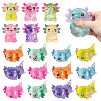1/3/5pcs Random Color Mexican Axolotl Squeeze Toy, Stress Relief Toy, Animal Toy, Cute & Fun Soft Plush Toy, Birthday Party Decor, Halloween, Christmas, Christmas Stocking Gift