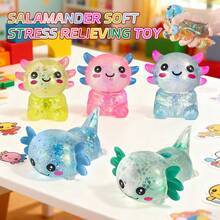 1/3/5个随机颜色墨西哥蝾螈挤压玩具，减压玩具，动物玩具，可爱有趣的毛绒玩具，生日派对装饰，万圣节，圣诞节，圣诞袜礼物 - 彩色 - 查看 3