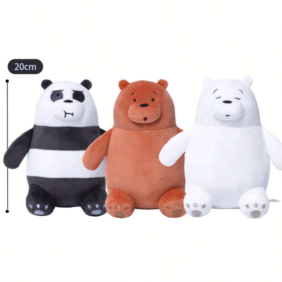 WE BARE BEAR 20cm Official  Sitting Plush Doll, Panda/Polar Bear Cute Stuffed Animal Doll, Birthday Gift Decor