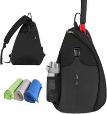 Bolsa de Tenis, Mochila Padel Resistente al Agua Raquetero, Cruzada Mochila Tennis Bag para Hombres y Mujeres pare Termo, Ropa, Bádminton, Pickleball y Otros Accesorios - Negro - Ver 9