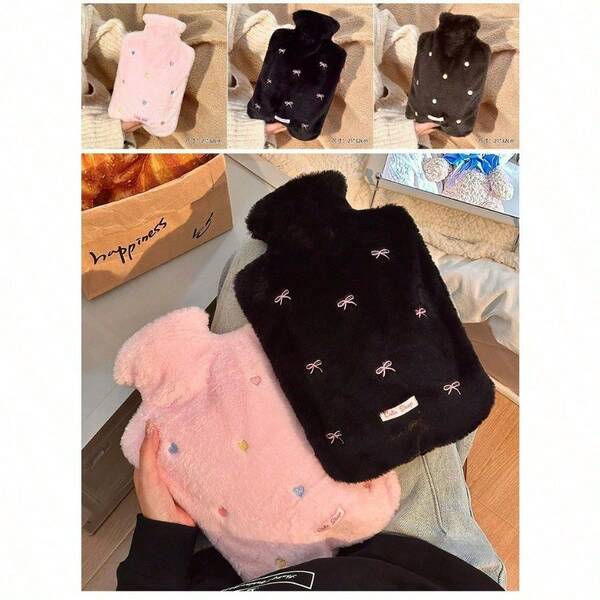 زجاجة ماء ساخن مقاومة للانفجار وسميكة للنساء والطالبات، لتدفئة البطن والأيدي بشكل ناعم وجميل