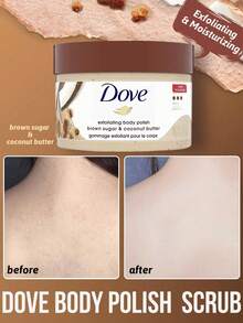DOVE身体磨砂膏，温和去角质，深层清洁，提亮肤色，平滑肤质，改善粗糙，蕴含红糖和椰子油，天然去角质颗粒，保湿成分多1/4 - 棕色 (黑糖) - 查看 10