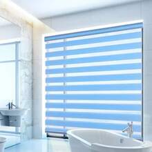 1 Pieza Persiana Doble Capa Enrollable 80x180cm / 120x180cm Protección Solar Y Privacidad Para Ventanas De Baño, Oficina, Dormitorio Y Estudio Decoración De Hogar - Multicolor - Ver 9