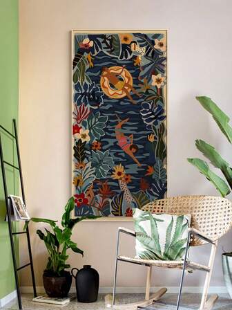 1 pieza Pintura en lienzo sin marco de estilo chino con carpa koi de la suerte, carpa dorada, póster de peces, decoración de entrada del hogar, imagen de anillo anual, arte de pared, sin marco