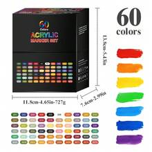 1 Set de 60/84 colores Rotuladores de punta suave de acrílico, Bolígrafos para dibujo de estudiantes para pintura, arte de uñas, graffiti, adecuados para lienzo, pintura de rocas, madera, manualidades DIY, herramienta ideal para inspirar la imaginación y la creatividad - Marcadores acrílicos - Ver 11