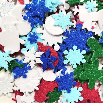 150 张圣诞泡沫 3D 贴纸，圣诞老人和雪花混合主题立体贴纸，大型圣诞主题泡沫贴纸，适用于派对工艺品