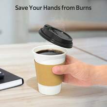 300 Pcs Disposable Paper Coffee Cups With Lids And Sleeves, 12oz 16oz Thickened Paper Cups, Heat Insulated Waterproof Leak Proof To Go Coffee Cups, Hot Cold Drink Paper Cups For Coffee Tea Office Home Picnic Party Takeaway Supplies - 12 Oz - View 4