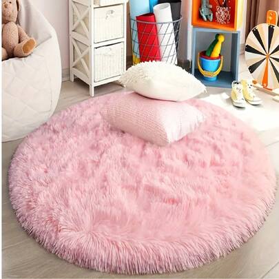 1 pieza Alfombra esponjosa rosa, suave y mullida, adecuada para sala de estar, dormitorio, baño, sala de juegos, estudio, alfombra decorativa, decoración navideña, lavable