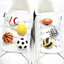 7 SZTUK/ZESTAW, Plastikowy, Pół 3D Seria Sportowa Klips do Sznurowadeł Akcesoria Dekoracyjne, Piłka Nożna Koszykówka Softball Siatkówka Rugby Wzór Nadaje Się Do Dekoracji Butów DIY