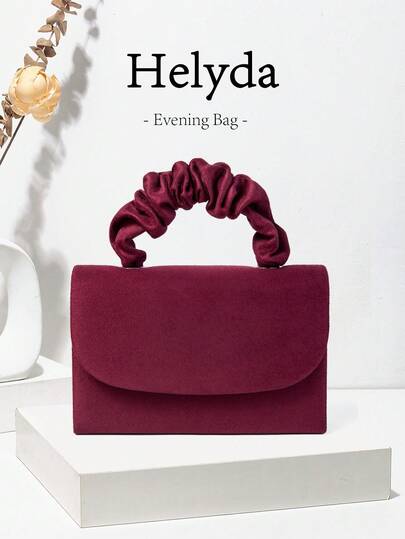 1 Stück Helyda Burgund Samt Damen Abendtasche, mit verstellbarem Handgelenkriemen, zeigt eine Fusion aus Mode und Eleganz, geeignet als Clutch, Handtasche, Umhängetasche oder Umhängetasche für Hochzeiten, Partys, Galas und andere formelle Anlässe