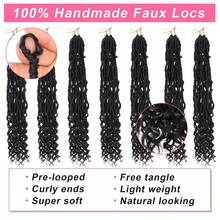 10-36 Inch Goddess New Faux Locs Crochet Hair 7 Packs Pre-Looped Long Soft Locs Crochet Braids Hair With Curly Ends Natural Black Synthetic Nu Locs Braiding Hair For Women - Multicolor - View 13