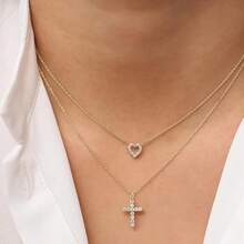 Luxval Lariat Gold Necklace For Women, Dainty Long Necklace 14k Gold Plated/Silver Y-Shaped Pendant Necklaces  Beaded Chain Drop Necklaces Jewelry For Women Gifts{"Color_name":"Gold-DiamondCross"} - 金鑽十字架 - 查看 6