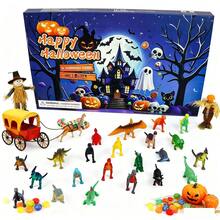 Calendario de Adviento de Halloween 2025, estatua de dinosaurio de goma suave, juguete, calendario de cuenta regresiva sorpresa de 24 días, caja sorpresa para regalo - vistoso - Ver 4