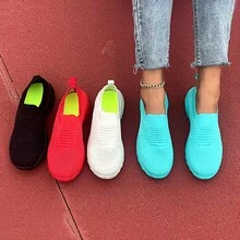 2026 Women's Loafers, Simple Solid Color, Comfortable And Breathable Knit Shoes, Non-Slip And Wear-Resistant Women's Flat Shoes, Women's Casual Sports Shoes With Comfortable Square Toe, Stylish And Multifunctional Couple Shoes, Perfect For Valentine's Day - Women's Hiking Boots - 綠色 - 查看 1