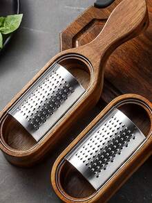 1 件不锈钢奶酪磨碎器，带红木储物盒，奶酪切碎工具 - 彩色 - 查看 5