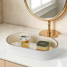 Gold Trim Leather Catchall Tray, Suitable For Vanity, Bedroom, Bathroom Storage, Perfume And Cosmetics Organization, Home Decor, Anniversary, Wedding, Birthday - Multicolor - View 6