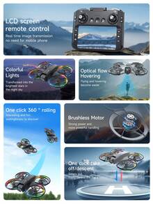 AXNEN K200 MAX 4-Axis Drone With 720P Dual Cameras - Brushless Motors, Real-Time FPV, Optical Flow Hovering And Smart Obstacle Avoidance, Large Screen Remote Controller (With Speed Adjustment), Ideal Halloween And Christmas Gift For Beginners