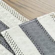 1 khăn trải bàn phong cách Bohemian, khăn trải bàn ăn gia đình, khăn trải bàn trang trí phong cách nông trại cổ điển, thích hợp cho phòng khách, ngày lễ, quà tặng tiệc cô dâu - Xám - Xem 6