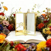 Yves Saint Laurent Specchio da trucco portatile dorato di alta qualità, specchio pieghevole per il trucco, ritocco del trucco, comodo da trasportare, un regalo per amici o familiari, e un regalo per le festività