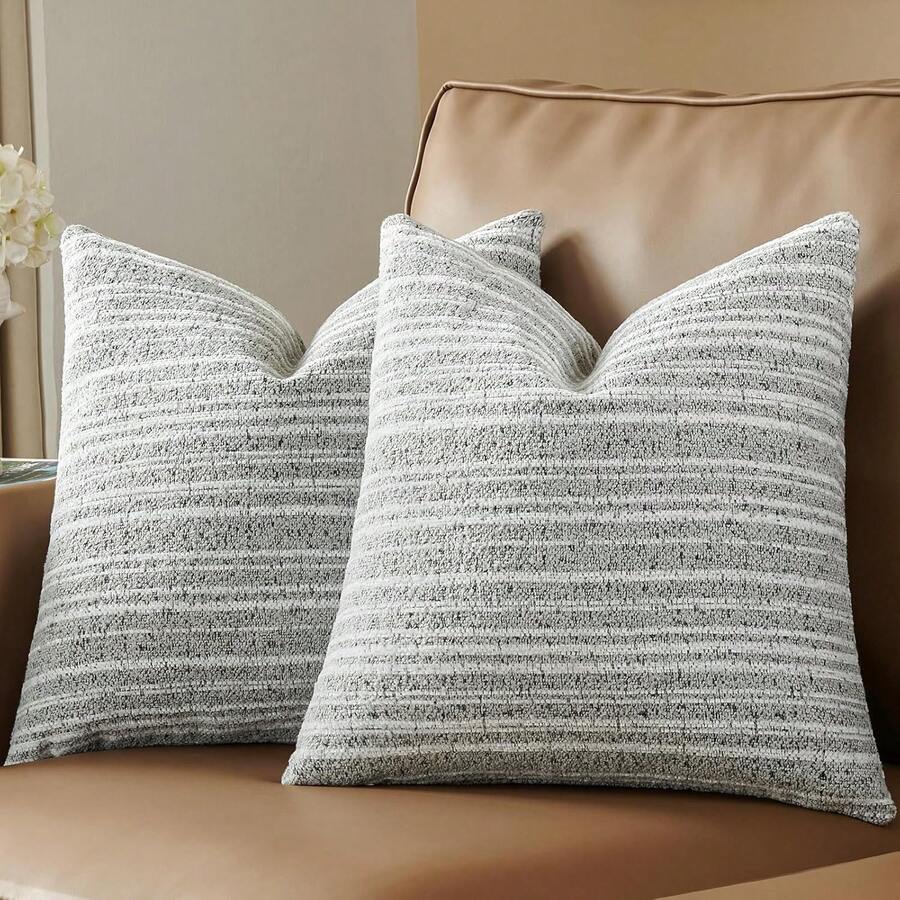 1 pièce Housse de coussin en fausse fourrure texturée, housse de coussin décorative douce à rayures pour canapé, chaise, chambre à coucher, salon, décoration de la maison