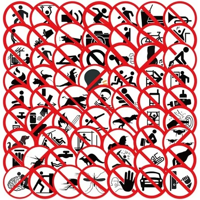 60PCS Funny Prohibition Signs Stickers Vinyl Aesthetics Book Reading Stickers Aesthetic Vinyl Stickers High Quality Stickers Decals Scrapbook,Journaling,Laptop,Bumper,Skateboard,Water Bottles,Computer,Phone Stickers Can Bring A Lot Of Fun To Your Life,The Perfect Gift For Adults