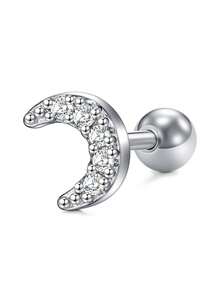 CIZME 1PC Cartilage Earrings For Women Men 16G Stainless Steel Silver Earring Rook Piercing Jewelry Curved Barbell Helix Daith Earrings Spiral Twisted Stud Earrings Butterfly Moon Star Flower Ear Piercing Jewellery For Helix Cartilage Tragus For Woman Man Daily Wear Woman Gift