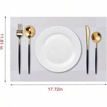 Washable Vinyl Placemats Set Of 4 For Indoor/Outdoor Use - B-four-corner-beige - View 8