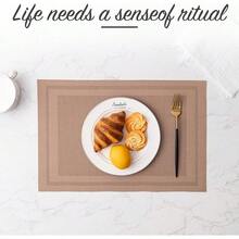 Washable Vinyl Placemats Set Of 4 For Indoor/Outdoor Use - H-simple Style-light Brown - View 2