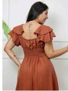 Elegant Women's Midi Dress Party Formal And Evening Summer - 鏽棕色 - 查看 3