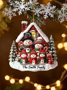 1件定制雪人家庭亚克力挂饰 - 个性化圣诞节/生日礼物，送给妈妈、爸爸、兄弟姐妹 - 充满爱意，可定制家庭姓氏，圣诞树装饰，雪人家庭圣诞礼物，个性化礼物，定制圣诞礼物 - 彩色 - 查看 5