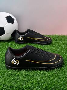 MINGBIN 1 Pair Unisex Adult & Youth Studded Training Shoes, Mid-Top, Suitable For Artificial Turf, Hard Court, Indoor Training Field, Professional Team Sports, Olive Football Shoes, Front Lace-Up, Rubber Sole, TF Short Studs, Lightweight High-Performance Professional Football Boots - Black - View 10