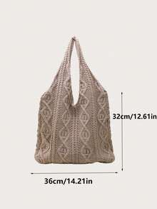 Yogodlns 女士钩针编织包，夏季沙滩手提包，美观手提包，嬉皮风针织包，时尚必备：女士钩针编织手提包，镂空手提包，沙滩旅行单肩包，大容量购物袋，沙沙作响设计，是学生和女性旅行者户外活动、旅行和购物的完美礼物 - 卡其色 - 查看 10