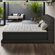 Colchón de 8/10/12/14 pulgadas, tamaño individual/completo/queen/king, colchón mixto de esponja viscoelástica y resortes ensacados, aislamiento deportivo, dureza moderada, adecuado para habitaciones familiares y hoteles. - Blanco y Negro - Ver 3