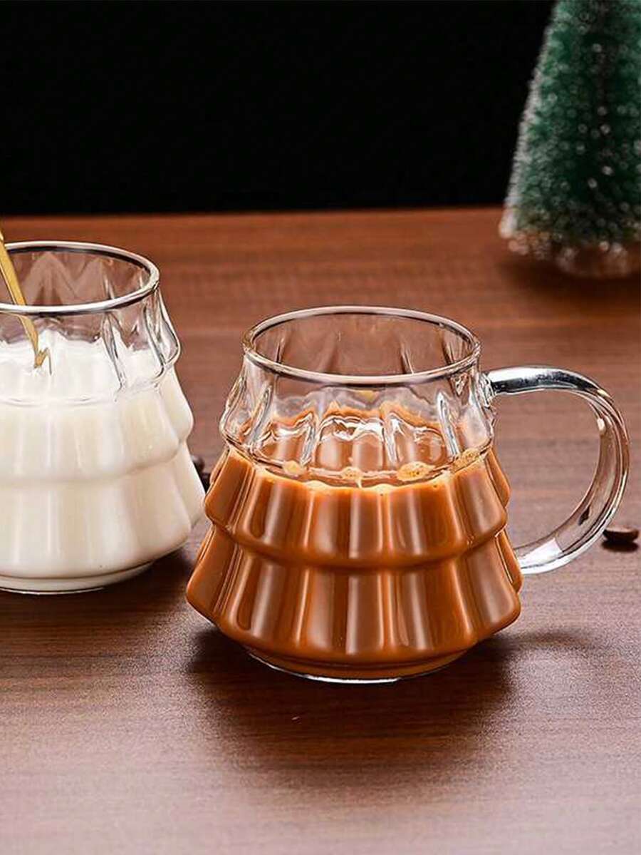 1pc Christmas Tree Glass Cup, Minimalist Coffee Cup, Exquisitely Crafted, Suitable For Home Decor Coffee Cups, Christmas Party Tableware, Gift-Giving Presents, Festive Decorations.