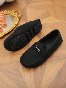 1 Pair Casual & Fashionable Children's Shiny Buckle Loafers, Spring/Autumn