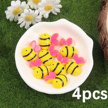 Yellow Resin Bee Shaped Non Porous Beads, Bee Themed Birthday Party Beads & Bead Assortments, Used For DIY Hair Clips, Phone Cases, Clothing Accessories, Envelope Cutting And Pasting Decoration, Christmas Eve, Thanksgiving, Halloween Parties, Holiday Parties, Birthday Gifts, Back To School Season, Bee Festival Decoration Accessories