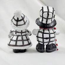 1 Set de decoración de pareja de muñecos de nieve, adecuado para chimenea, alféizar de ventana, decoración del hogar en días festivos y ambiente festivo