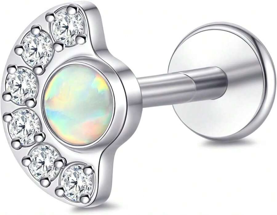 Limerencia 20G Hypoallergenic Titanium Threadless Flat Back Stud With 6mm 8mm Post,G23 Implant Grade Press Fit Push In Piercing Earring For Helix Nose Tragus Conch Cartilage(1pc)