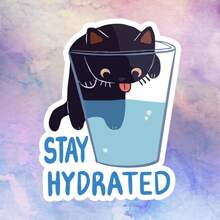 1pc/3pcs Stay Hydrated Sticker - Cute Black Cat In Cup Design, Waterproof & Reusable Vinyl Decal For Laptops, Water Bottles, And More - Fun Animal-Themed Decoration, Laptop Decoration | Playful Design | Glossy Finish, Cat Stickers, Laptop Sticker, Laptop Skin Cover, Laptop Accessory, Funny Sticker, Sticker Scrapbook Supplies Scrapbook Stationery
