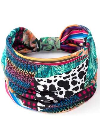 2 st färgglada tryckta sport- och duschpannband, bred modell, slumpmässiga mönster