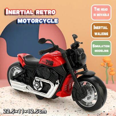 1 unidade de modelo de motocicleta infantil realista com inércia, motocicleta elétrica retrô de alta cilindrada