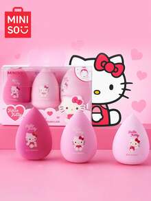2pcs Officially Licensed Makeup Sponge Set, Skin-Friendly Material, Water Drop Dual Shape Design, Seamless Application, Makeup Sponge - Pink - View 2